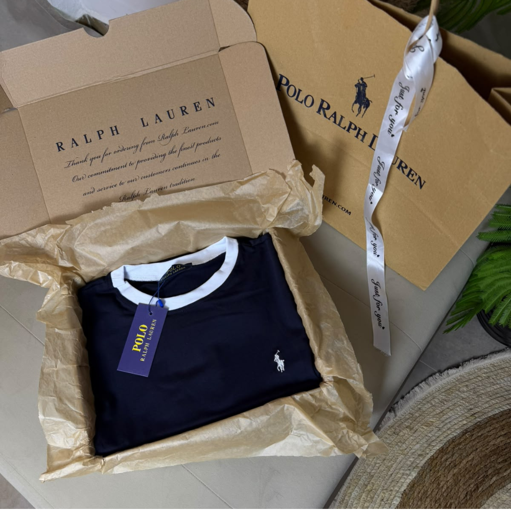 T-shirt Polo Ralph Lauren Blanc & Noir – Édition Premium