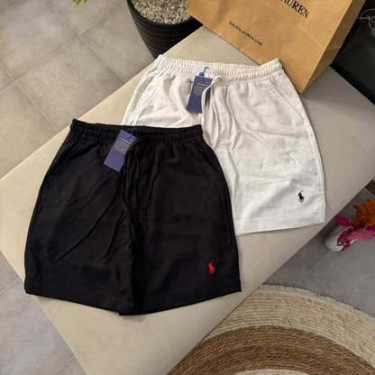 Short Polo Ralph Lauren – Noir & Beige Chiné (Lot de 2 Coloris)