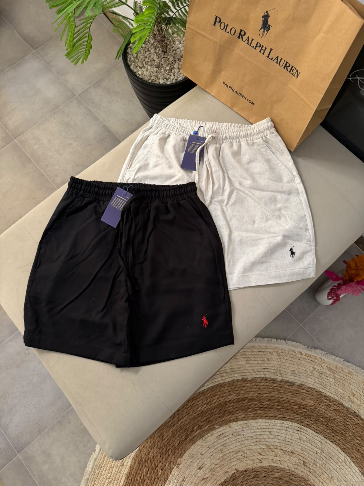 Short Polo Ralph Lauren – Noir & Beige Chiné (Lot de 2 Coloris)