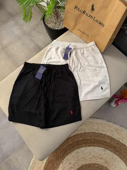 Short Polo Ralph Lauren – Noir & Beige Chiné (Lot de 2 Coloris)